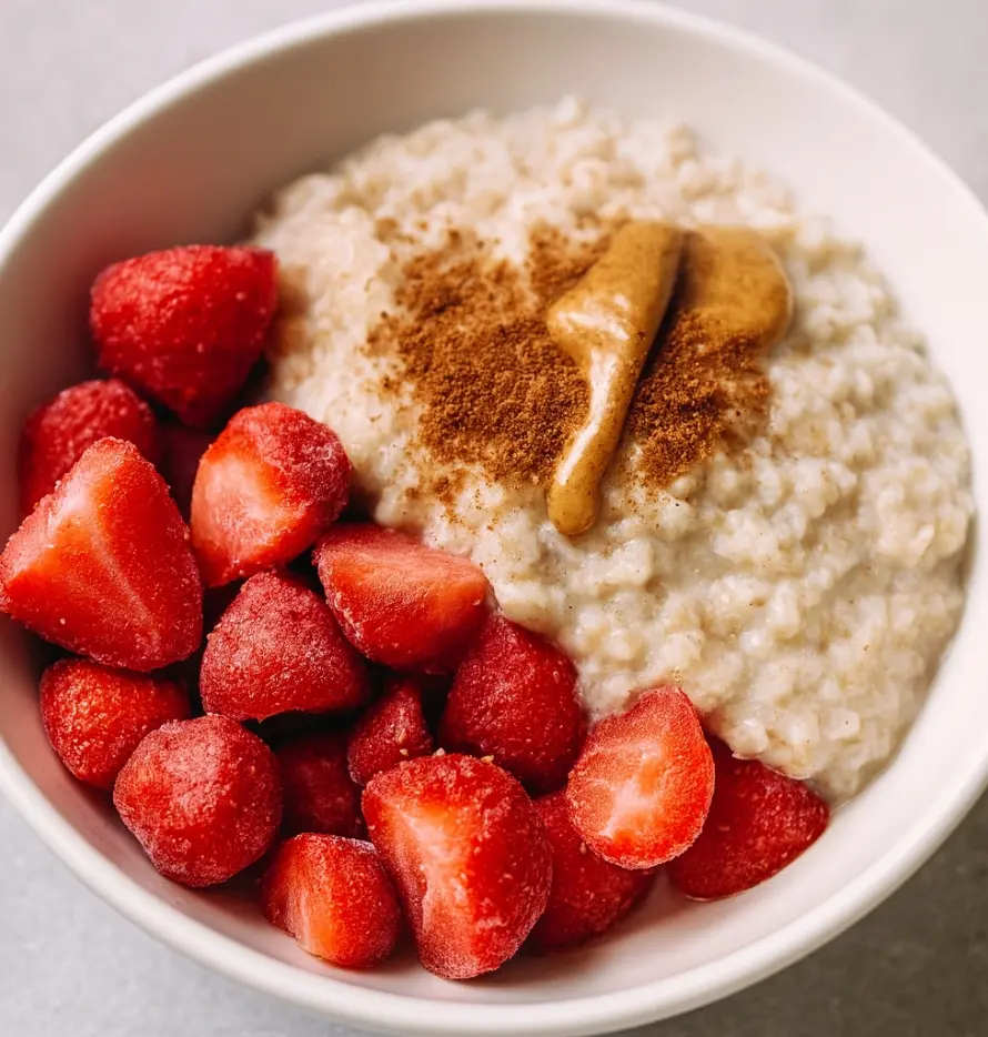 Pre-Workout Frühstück mit Haferflocken und Erdbeeren
