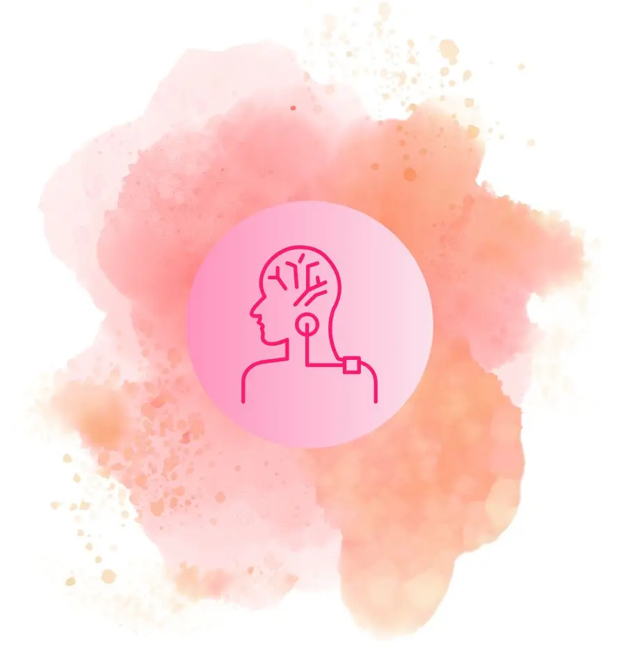 Illustration einer Frau, die sanft ihren Hals berührt – Vagusnerv Massage für Ruhe und Balance